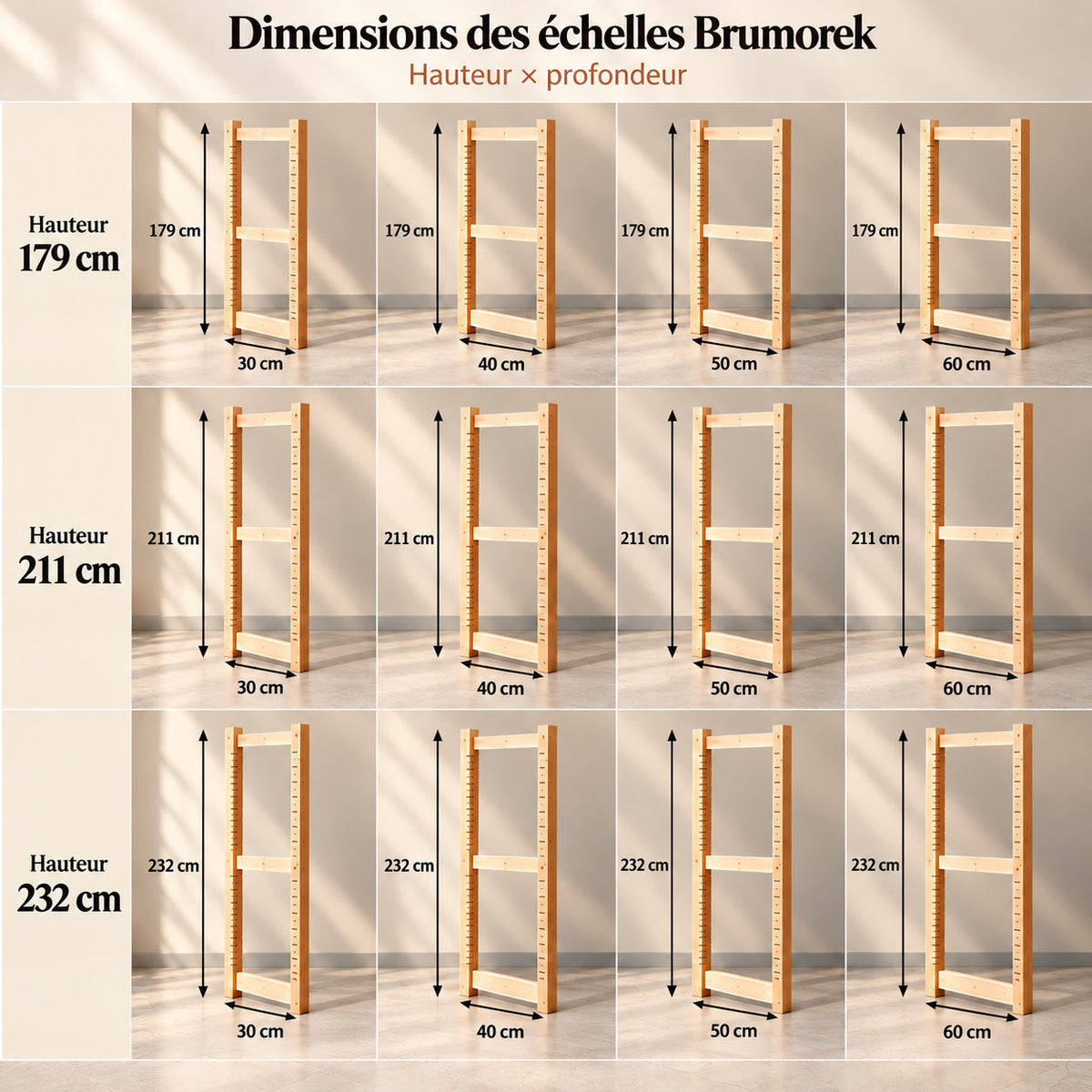 Étagère Bois Modulable Brumorek (H 179-232cm) | Anciennement Système Bruynzeel Monta